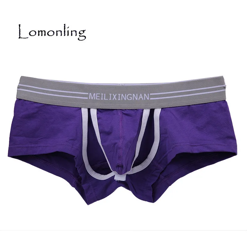 

Мужское нижнее белье Lomonling с широкой оправой, пикантные плоские угловые брюки, хлопковая удобная съемная сумка