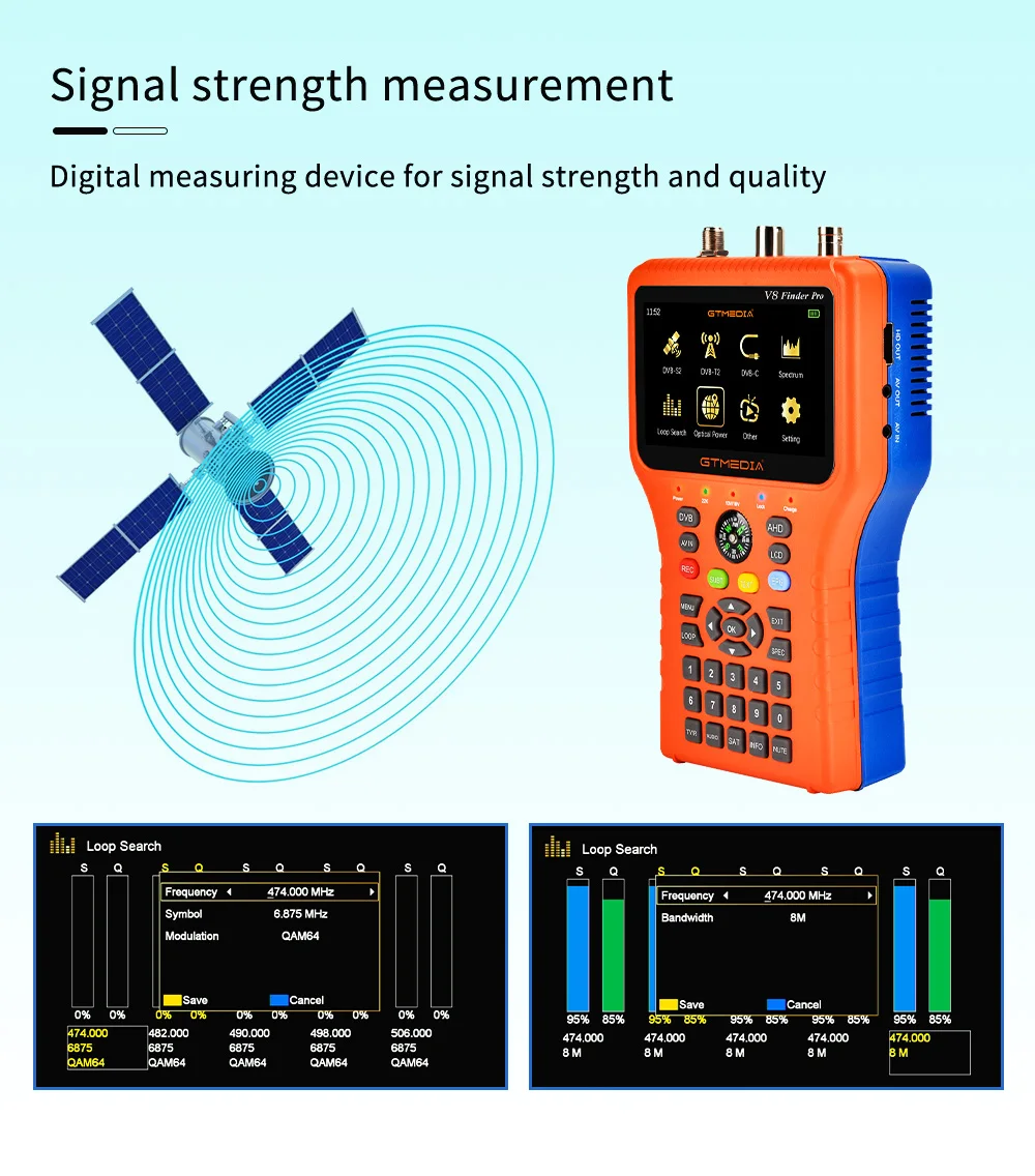 GTMEDIA V8 Finder Pro DVB-S2X/S2/S/T2/T/C/ATSC-C H.265 SatFinder 1080P HD цифровой спутник 3 5 in LCD VS Meter |