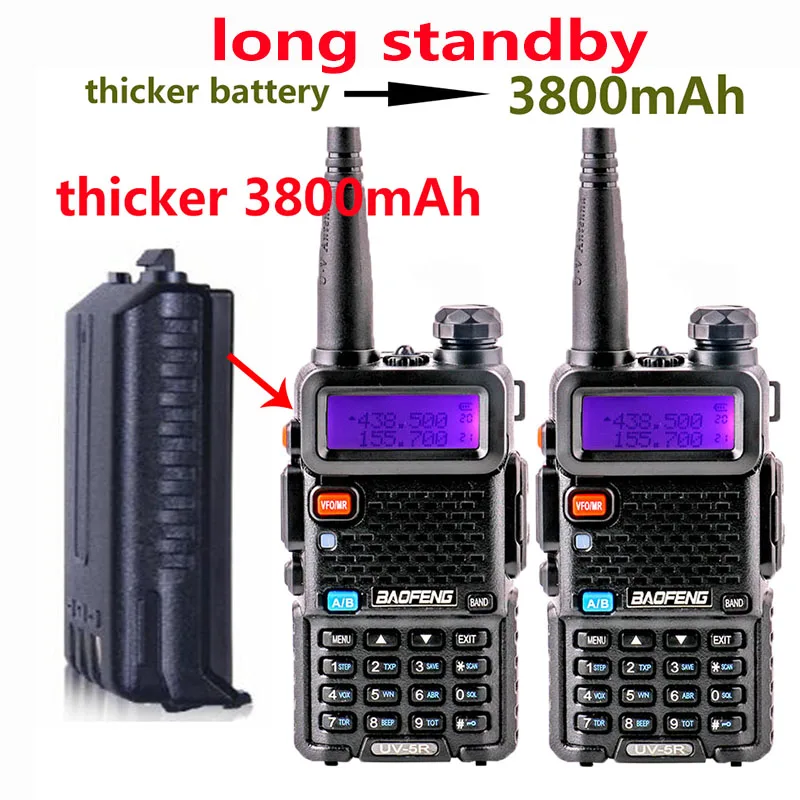 Рация baofeng uv5r 2 шт. 3800 мАч аккумулятор для телефона походов профессиональная