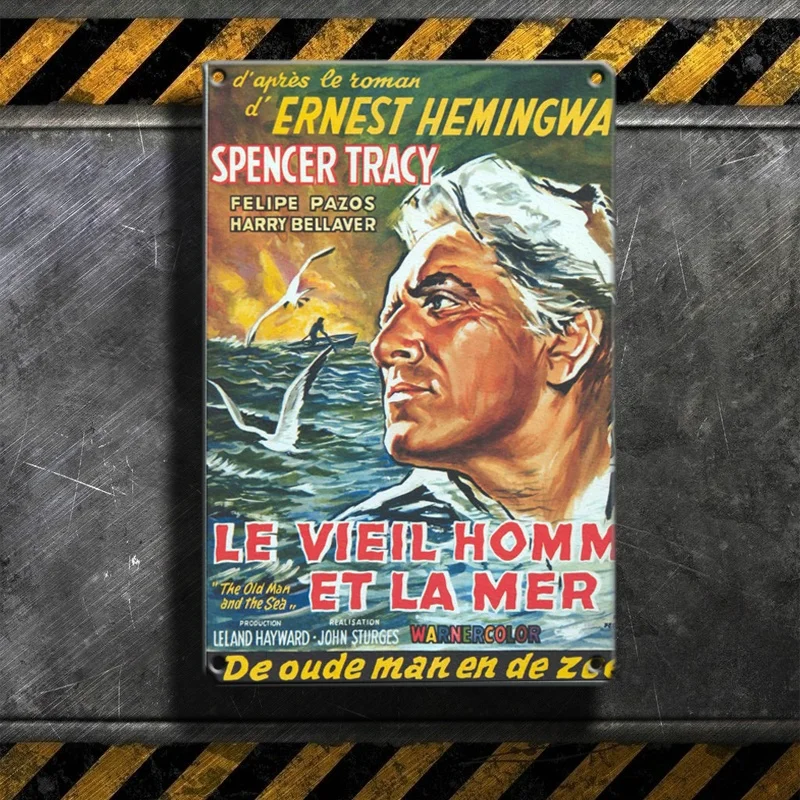 

The Old Man and the Sea Metal Sign Tin Art Painting Wall Decor