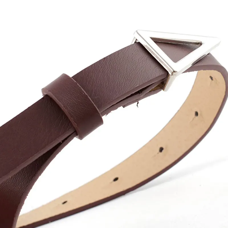 

Solid Fashion Women Belts Casual PU Leather Vintage Belt Ladies Silver Triangle Buckle Women's Trousers Waistband Western style