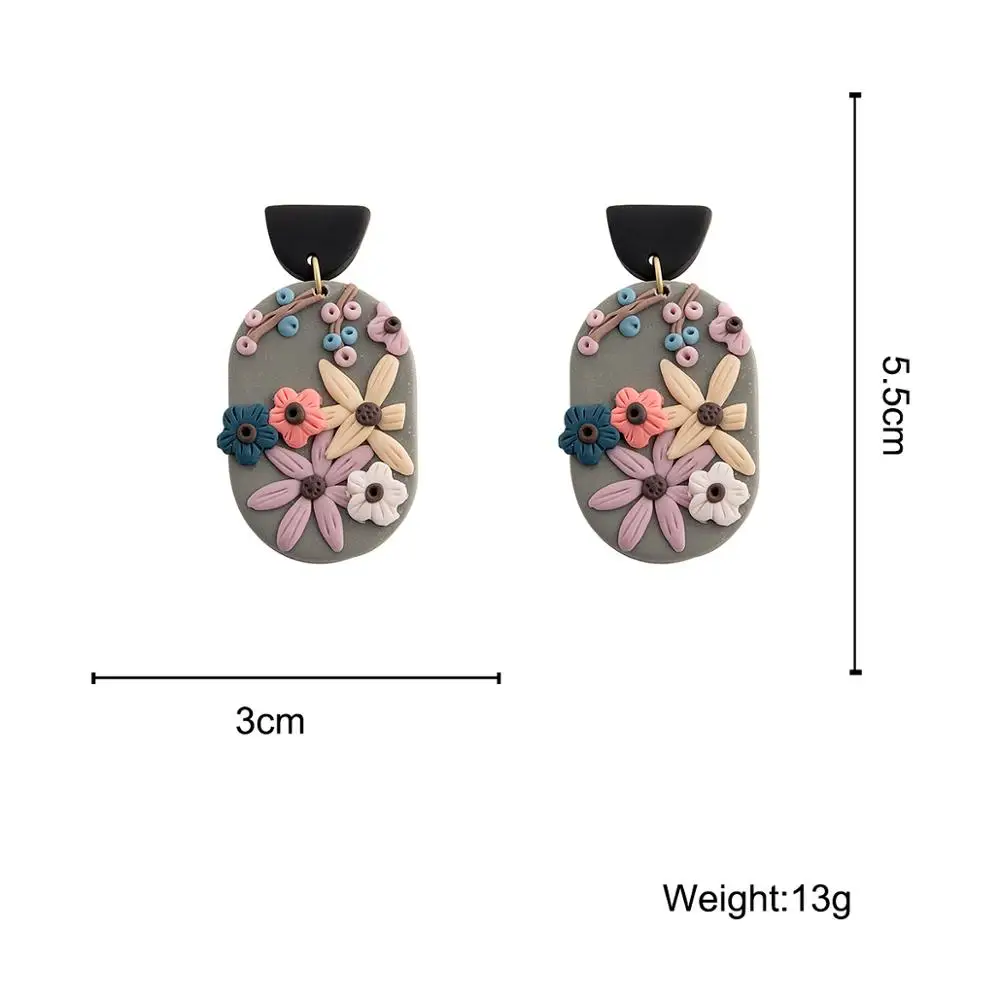 

AMORCOME Personality 3D Polymer Clay Geometric Earrings for Women Colorful Flowers Floral Clay Drop Earrings kolczyki Brincos