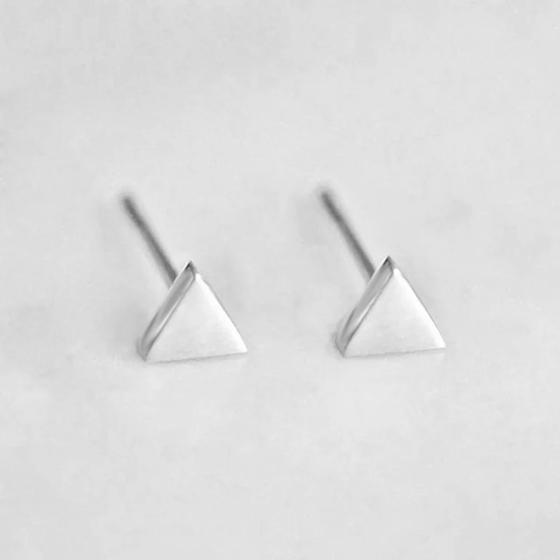 Women's Earrings Small Triangle Stainless Steel for women Career style Minimalist Studs Costume Jewellery girls | Украшения и