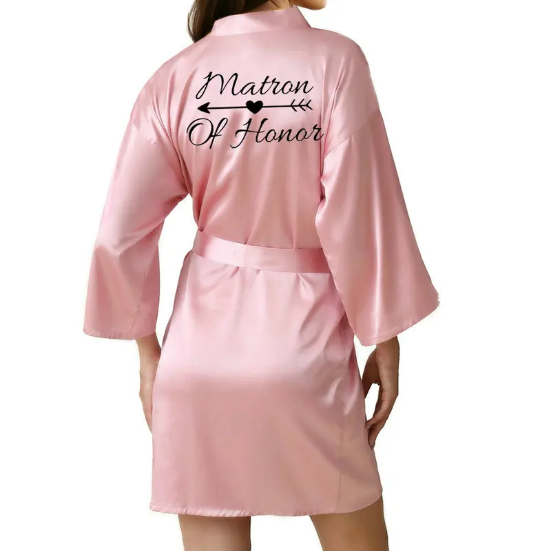 Rose Pink Bride Robe Satin Robe Women Rose Gold White Writing Wedding Bridesmaid Gift Sister In Law Team Bride Robes Bathrobe