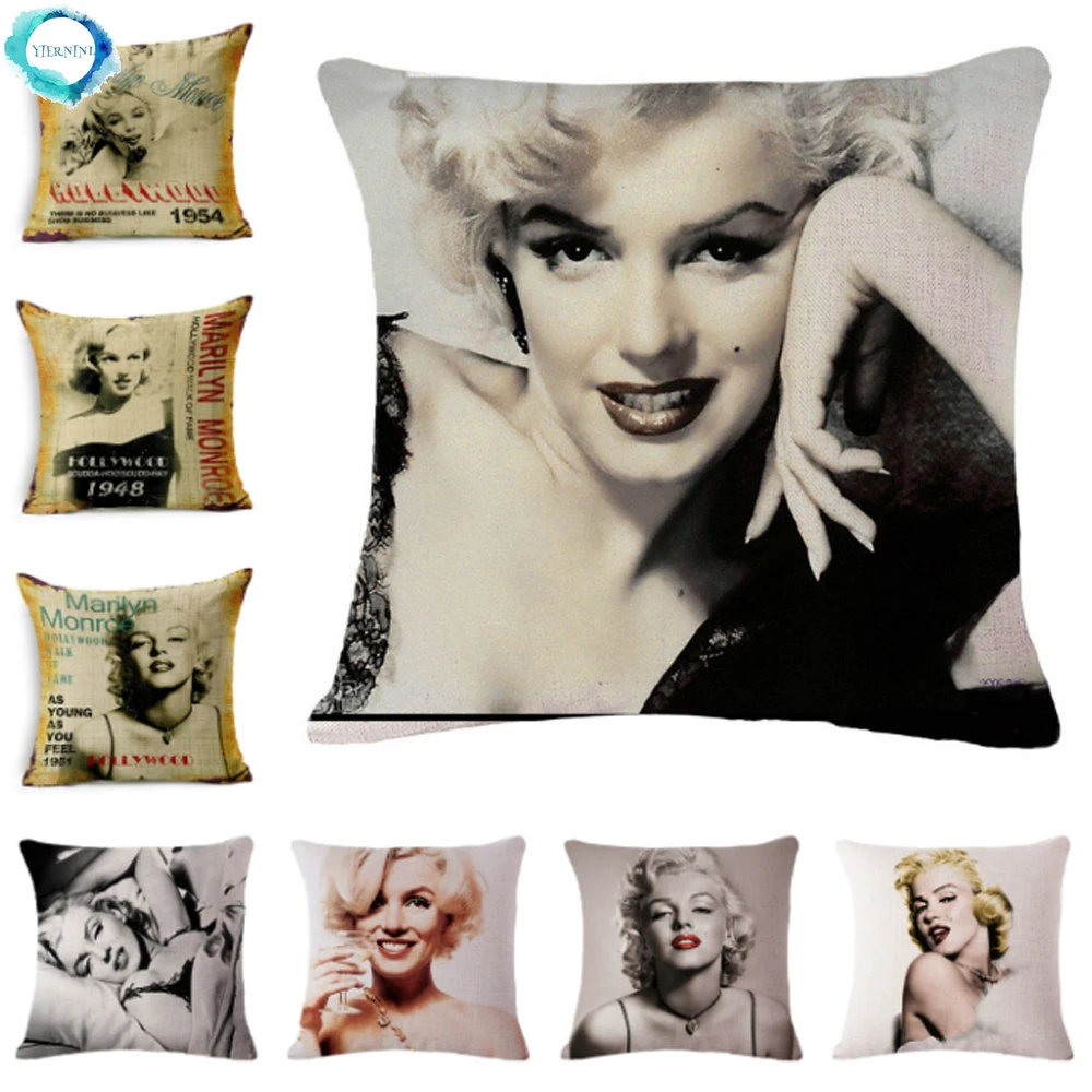 Декоративная подушка Marilyn Monroe хлопчатобумажная льняная для дивана Наволочка на