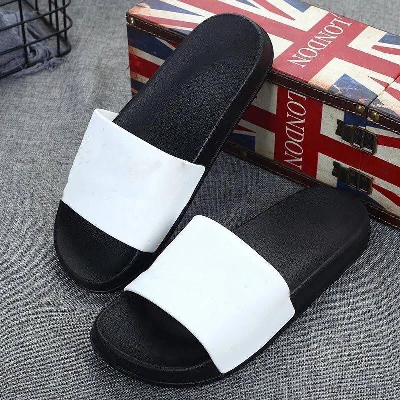 

Summer Home Men Slippers Black White Fashion Brand Shoes for Men Non-slip Bathroom Slides Flip Flops Indoor Platform Slippers