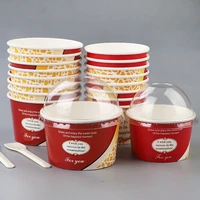 100pcs net red 200ml round ice cream paper bowl disposable dessert boxes wedding birthday party favors cake fruit cups with lids