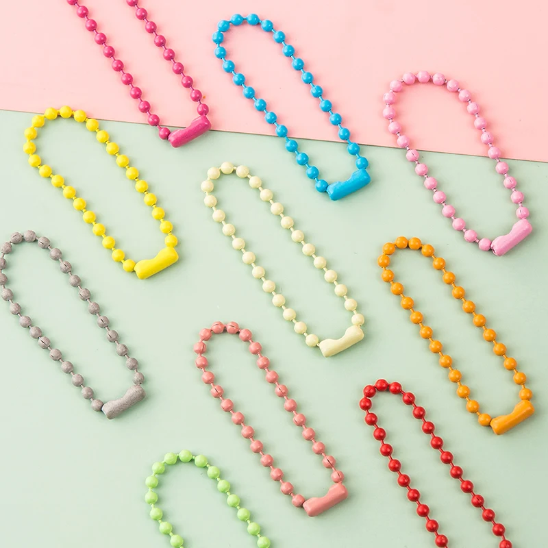 

10Pcs Candy Color Bead Chain Alloy Baking Paint Bead Key Chain Diy Jewelry Accessories Keyring Wholesale Items For Boutique