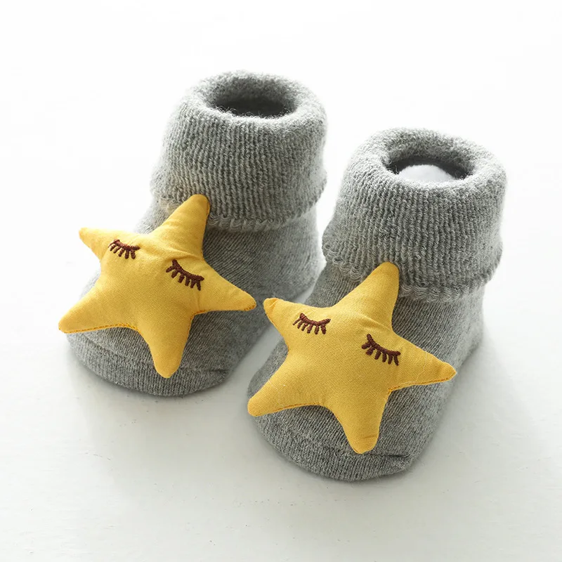 Calcetines de algod&oacute;n suave para beb&eacute;s, medias antideslizantes con dibujos de animales, para Primavera, Oto&ntilde;o e Invierno-4