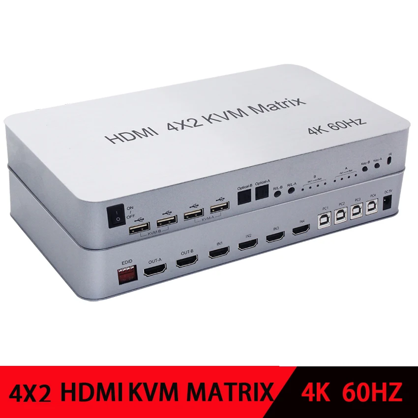 Матричный коммутатор 4X2 HDMI сочетание KVM 4 порта двойной монитор Расширенный