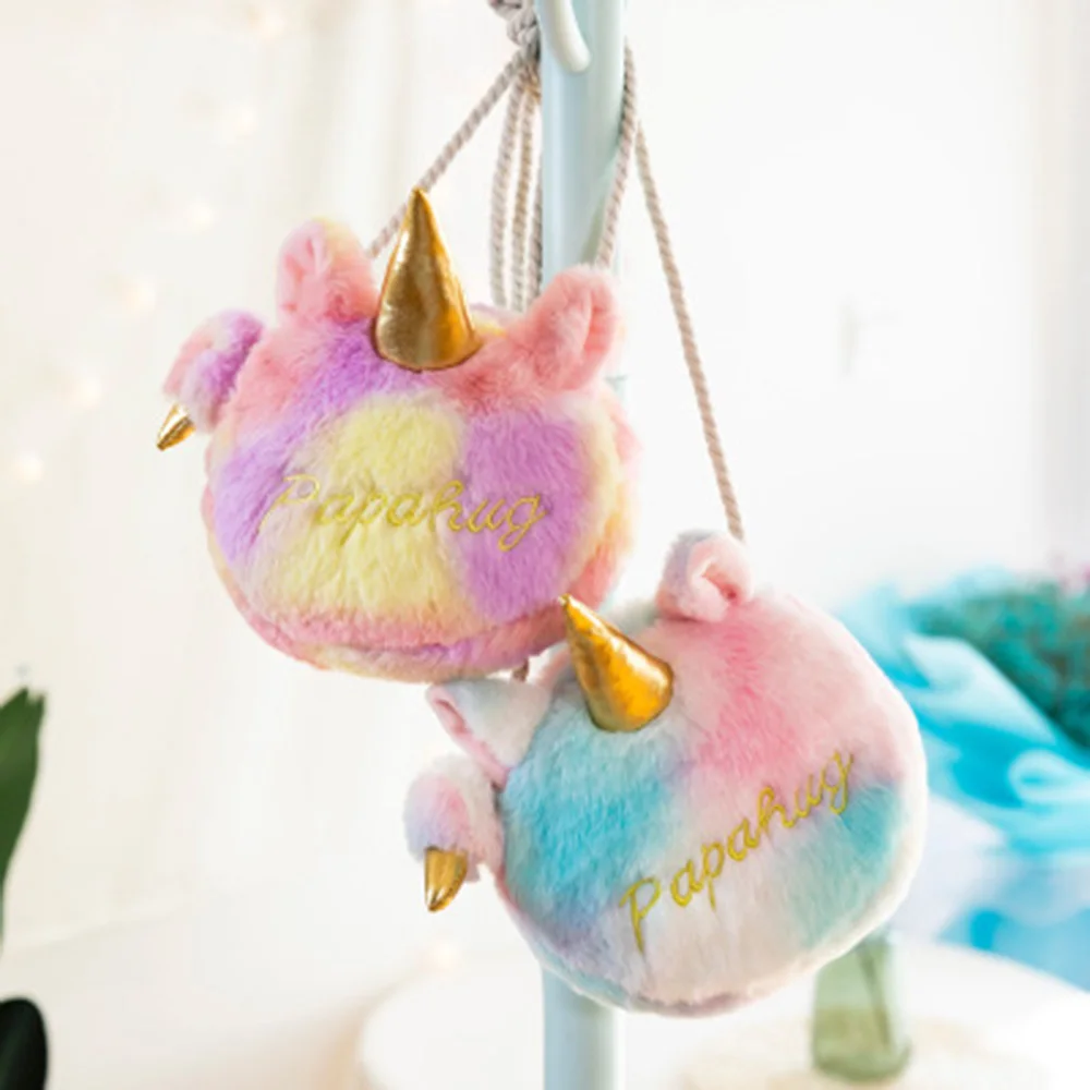 

1pc New Unicorn Plush Bag Fashion Women Girls Shoulder Bag Cute Unicorn Animals Messenger Bag Girl Keys Coin Purse Cute Princess