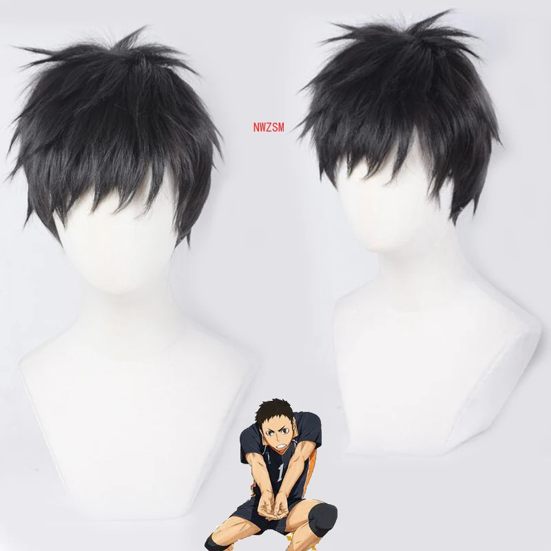 

Haikyuu! Парик для косплея хаджим ивайзуми, короткие черные прямые Термостойкие волосы для косплея, для костюма Sawamura Daichi