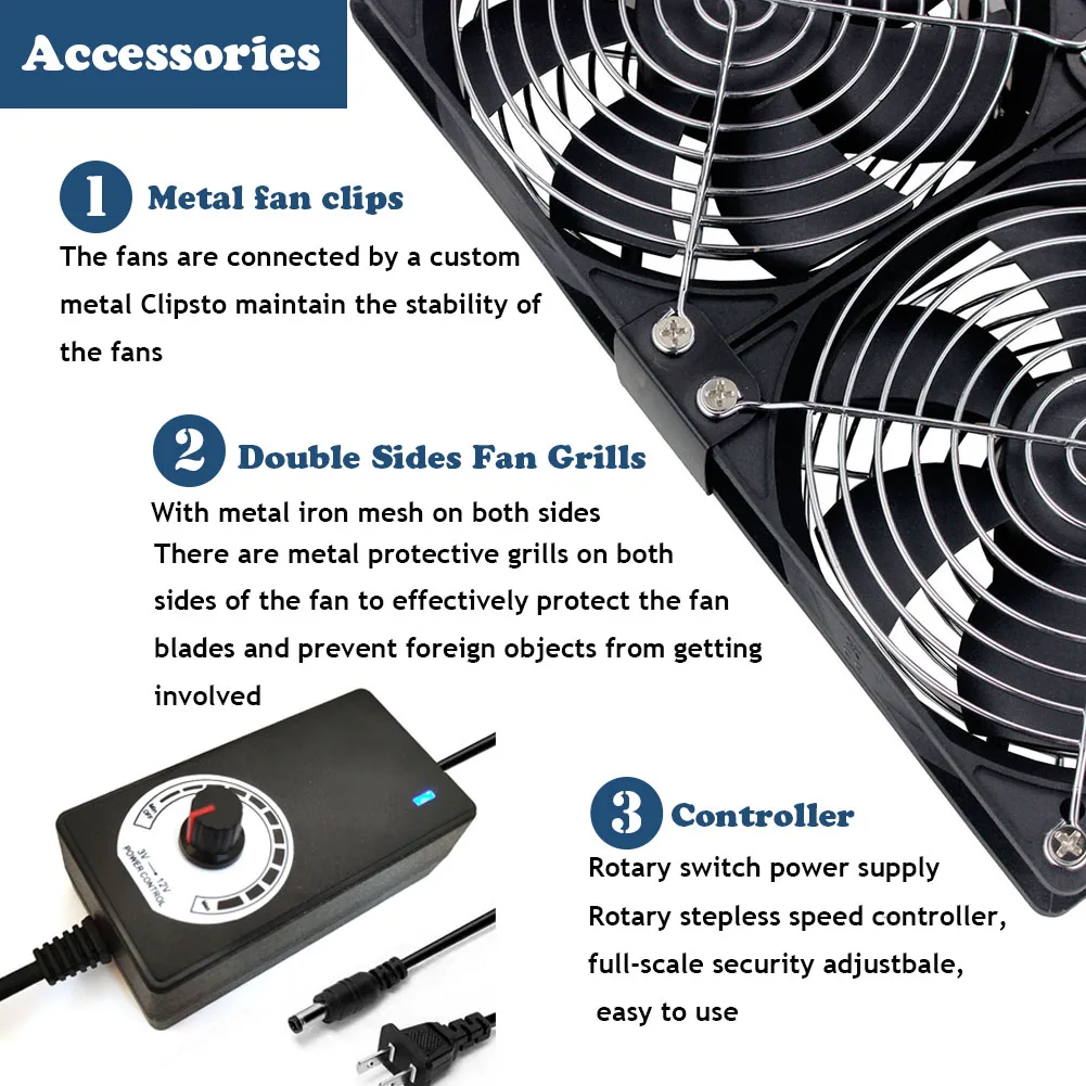 12cm high speed large air volume 100v 220v btc mining machine workstation cabinet 120mm violent server cooling system fan kit free global shipping