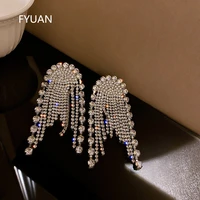 fyuan shine long tassel crystal drop earrings for women bijoux geometric rhinestone chain earrings statement jewelry gifts