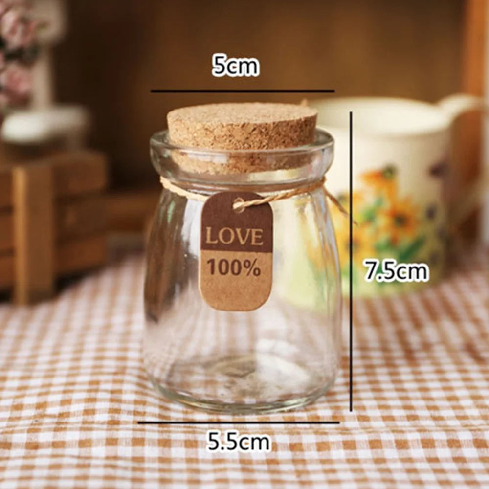 

10 Pieces 100ml Multipurpose Glass Cork Jars Craft Honey Pot Jars Glass Pudding Yogurt Homemade Jams Jars Clear