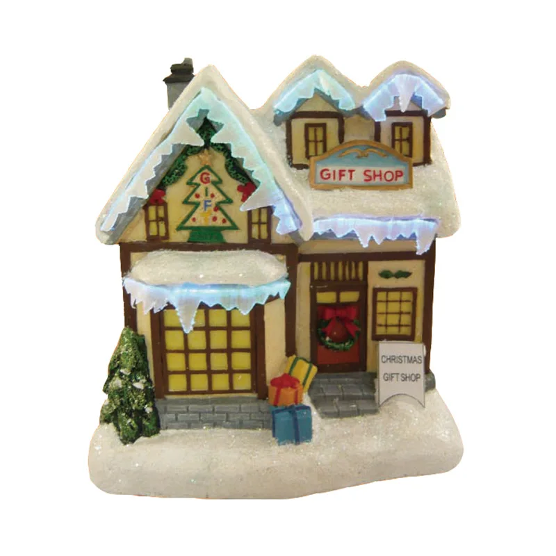 

Custom resin Christmas fiber-optic rain cloth gift house merchandise shop small night lights European-style home life ornaments
