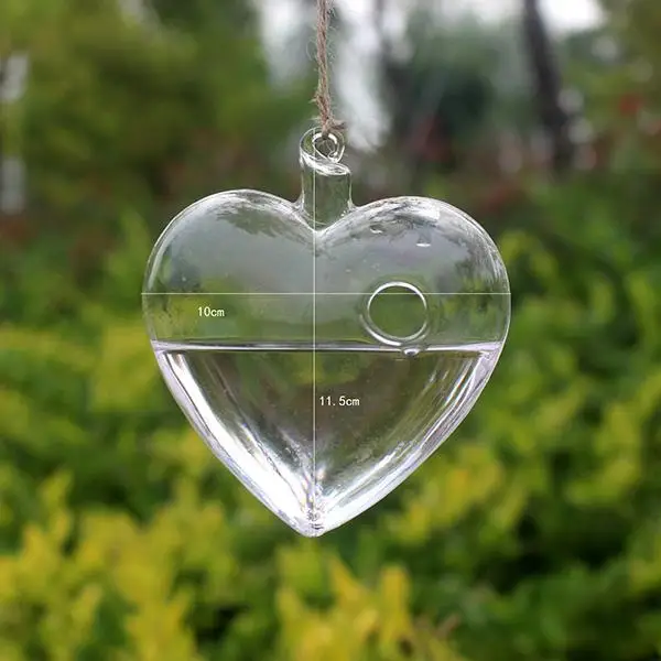 Transparent DIY Flower Heart Shape Glass Wedding Pot Decor Bottle 10 X 11cm Container Vase Clear Hanging Table | Дом и сад