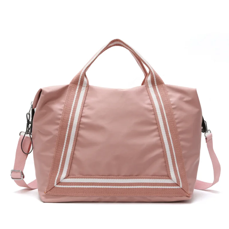 

Portable Travel Bag Women Stripes Handbag Waterproof Nylon Organizer Duffle Bag Women Tote Crossbody Bag Gym&Yoga&Sport Bag Big