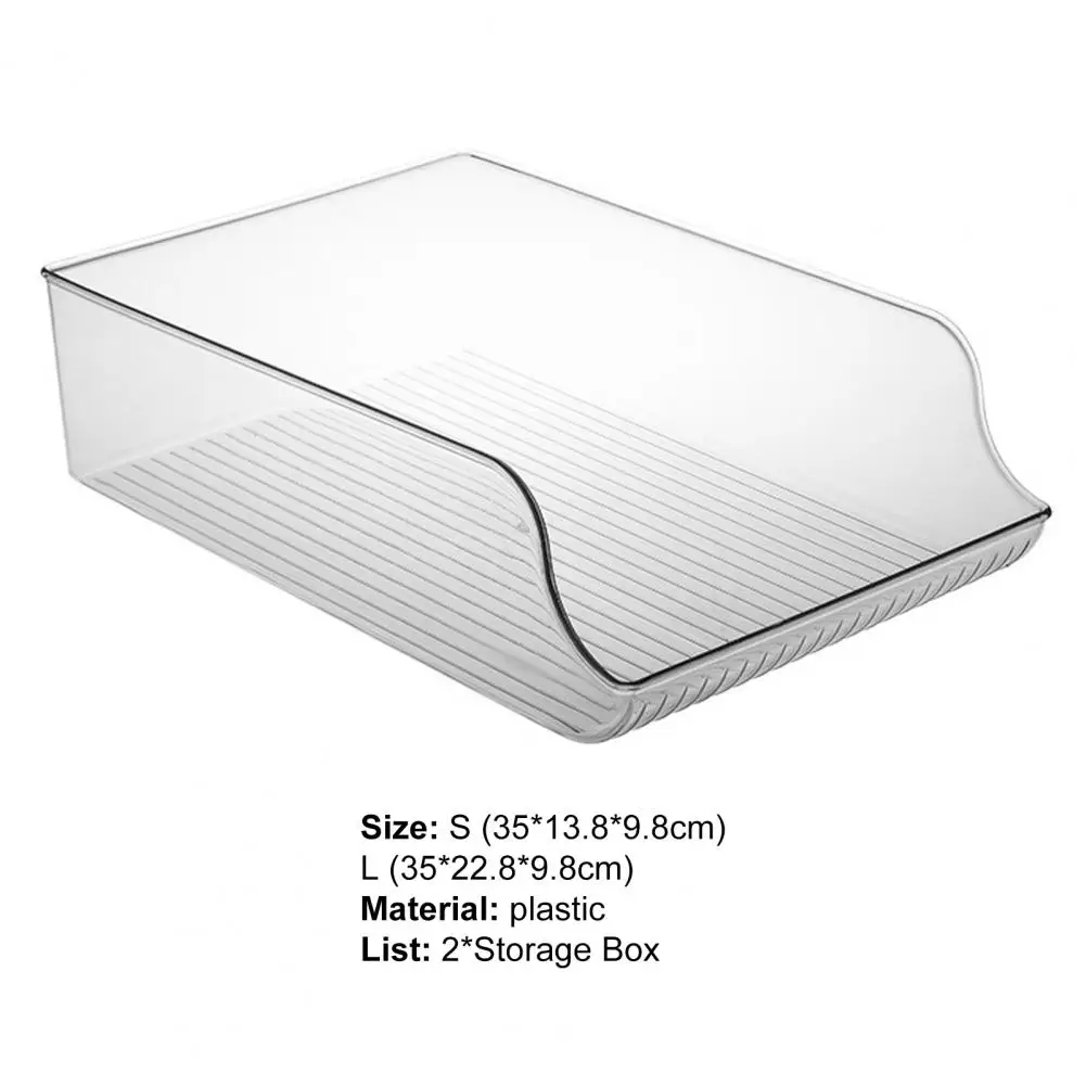 

2Pcs Portable Multifunctional Storage Box Transparent Plastic Arc Design Multi-use Fruit Beer Storage Rack for Home Kitchen