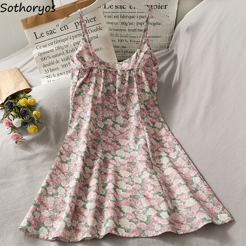 

Sleeveless Dress Women Mini Print Vintage Sweet Harajuku Backless Sexy Summer Fashion New Woman Vestido De Mujer Dresses Student