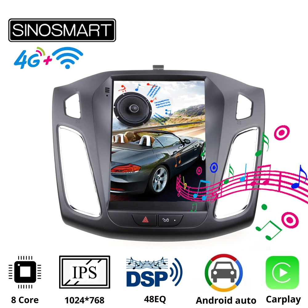 Sinosmart Tesla стиль вертикальный Автомобильный GPS Мультимедиа для Ford Focus 3 MK3 2012 2013 2014 2015