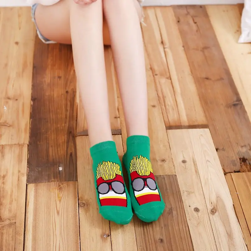 Cute Socks Women Cartoon Fruits Food Short Cotton Japanese Harajuku Funny Happy Socks Boat Socks kawaii Ankle Sox Comfortable