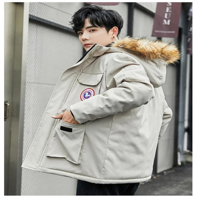 

Warm Winter Coat Men Thicken Zipper 2020 Pockets Thick Hooded Casual Outwear Thicken Cotton-padded Jacket Clothing Men HX80