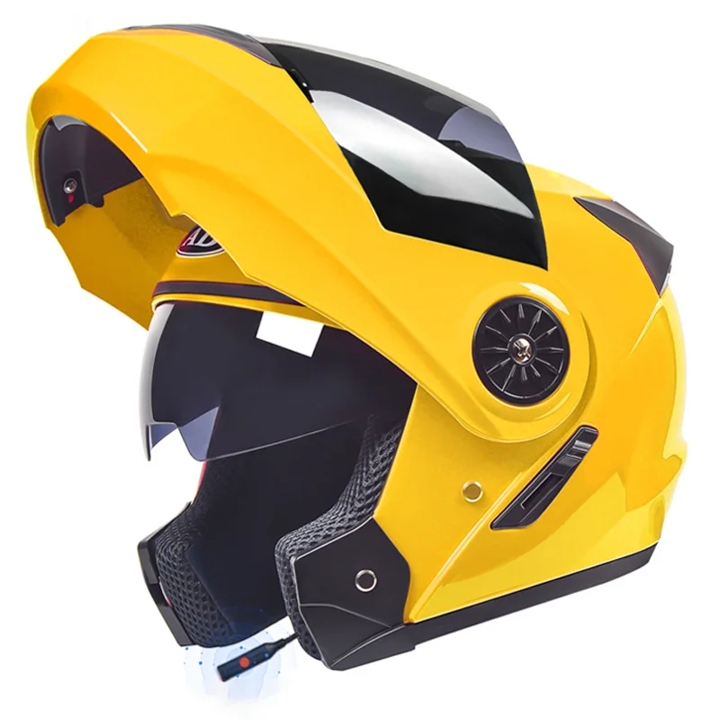 

Bluetooth Motorcycle Helmet Dual Visor Full Face Modular Flip Up Crash Helmet Motocross Street Bike Racing Cycling Helmet