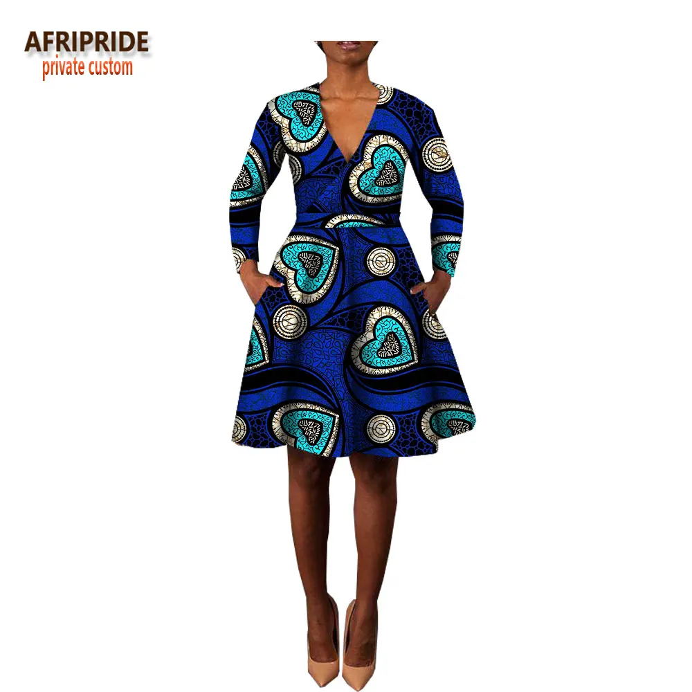 2020 женское платье в африканском стиле весеннее с V образным вырезом и поясом