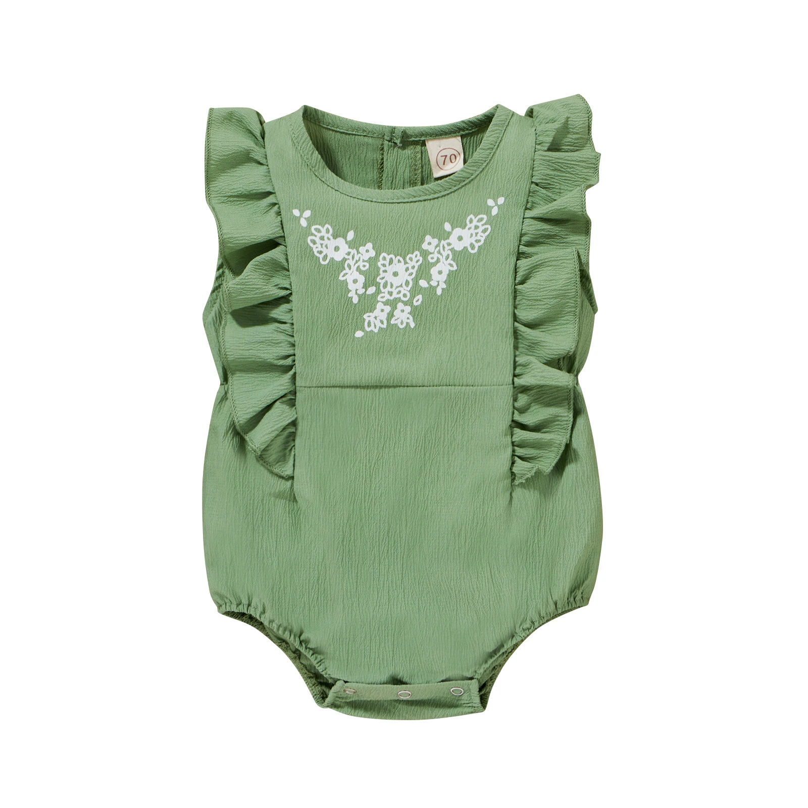 

Infant Newborn Baby Girls Flower Clothing Ruffles Baby Rompers Vintage Green Jumpsuit Baby Girl Costumes