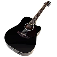 high gloss 41inch electric acoustic guitar 12 string black color folk guitar with eq tuner function