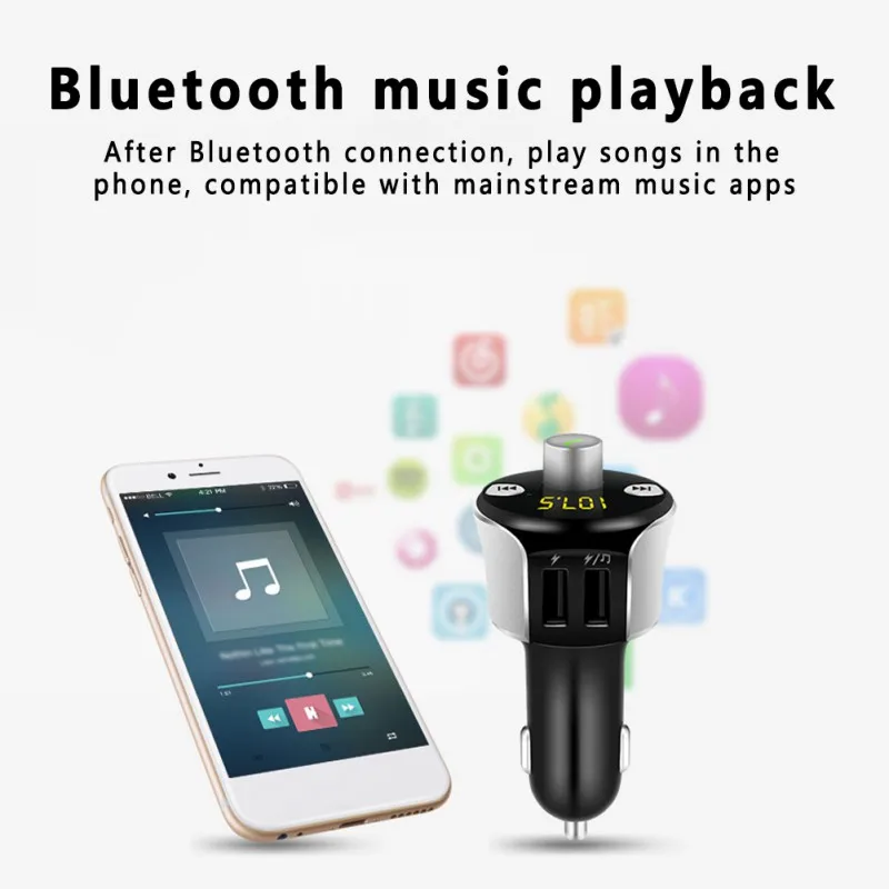 Фото Eshowee автомобильное зарядное устройство FM-передатчик Bluetooth автомобильный аудио Eshowee автомобильное зарядное устройство FM-передатчик Bluetooth автомобильный аудио
