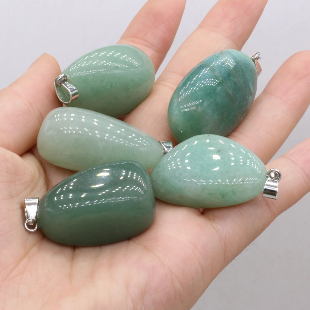Natural Stone Crystal Pendants Polished Green Jades Charms for Trendy Jewelry Making DIY Women Necklace Earring Gifts