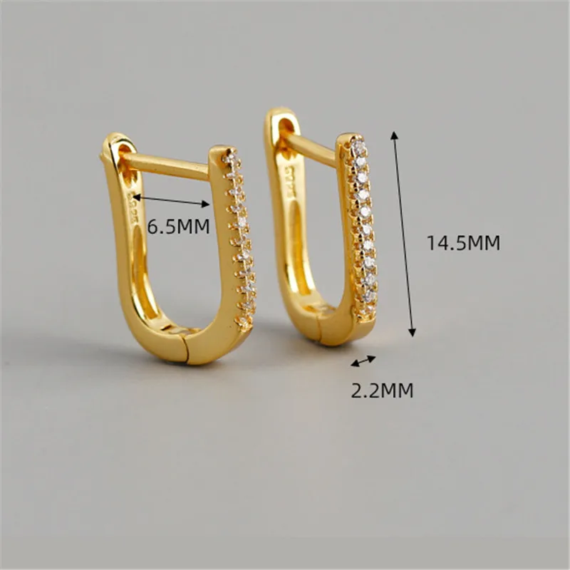 

WANTME Trendy Geometry Real 925 Sterling Silver U-Shaped Pave Zircon Stud Earrings for Women Wedding jewelry Accessories Gift