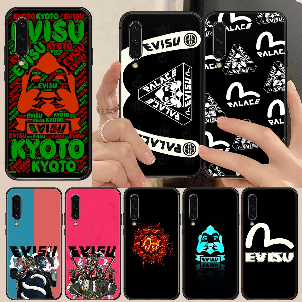 

Japan fashion brand EVISUS Phone Case Cover For Samsung Galaxy A10 A20 A30 E A40 A50 A51 A70 A71 J 5 6 7 8 S black prime luxury