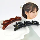 Заколка для волос женская, пластиковая, двойная, Черная