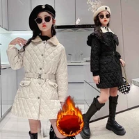 girls kids coat jacket overcoat 2021 slim warm plus thicken velvet winter top lambswool school cardigan childrens clothing