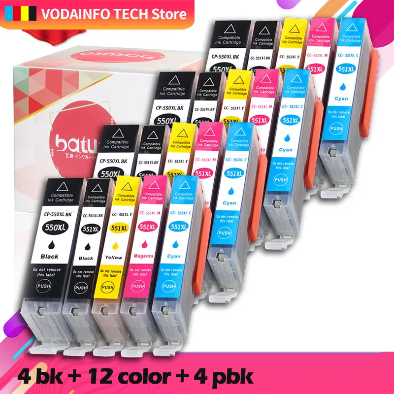 

20pcs PGI 550 551 compatible ink cartridge for canon PIXMA IP7250 MG5450 MX925 MG5550 MG6450 MG5650 MG6650 IX6850 MX725 MX925