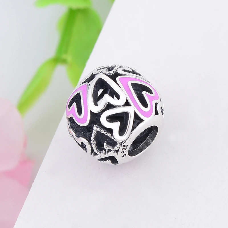 100% Аутентичные 925 серебряные полые искусственные бусины подходят для