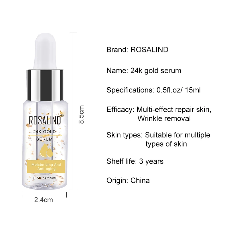 Розалинд уход за кожей лица Сыворотки с покрытыем цвета чистого 24 каратного