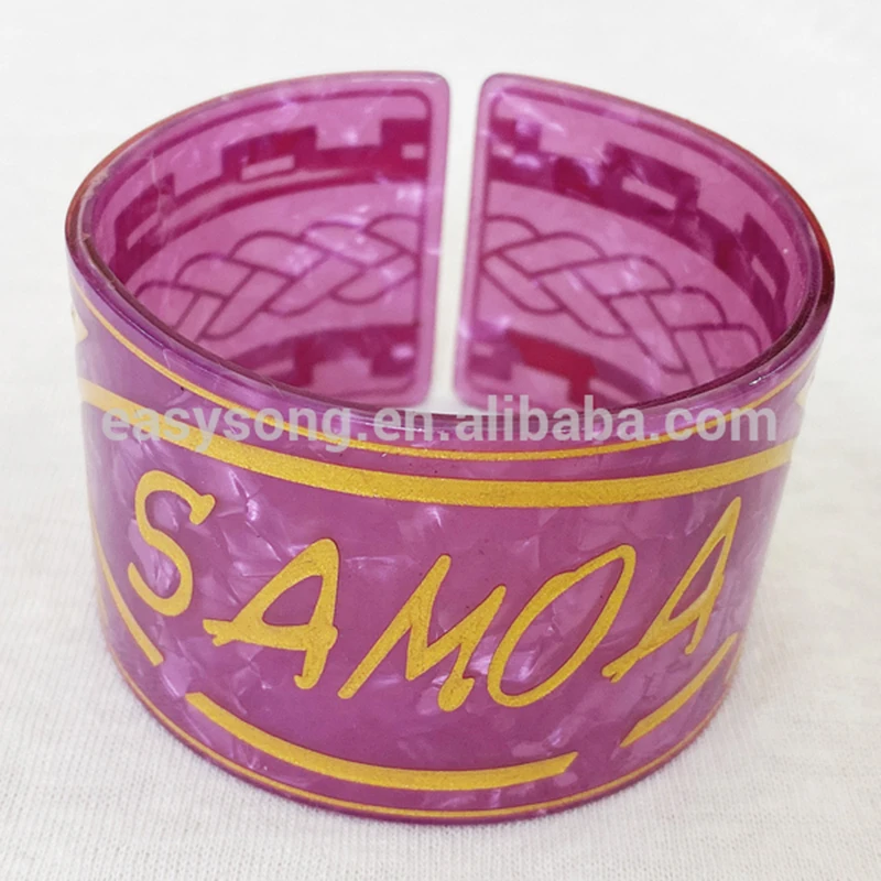 

2021 Plastic Gold Cuff Bangle Shell Material with Various Colors Available for Hawaii Polynesia Island Styles Women's Bracelet