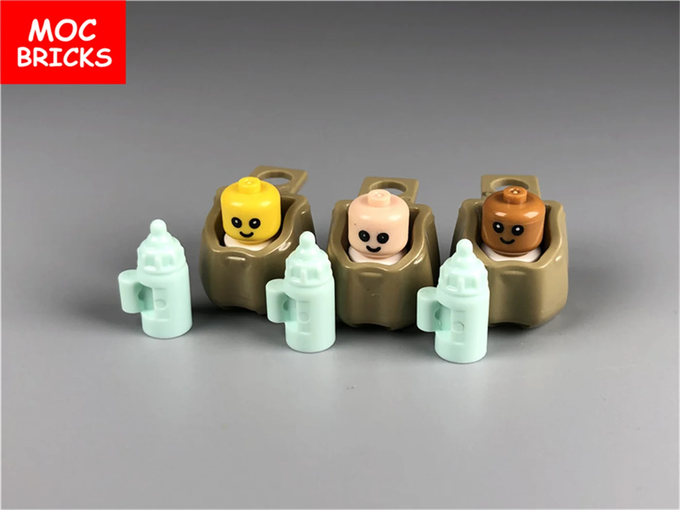 Набор кубики MOC маленький темный загар и детская тарелка образовательные