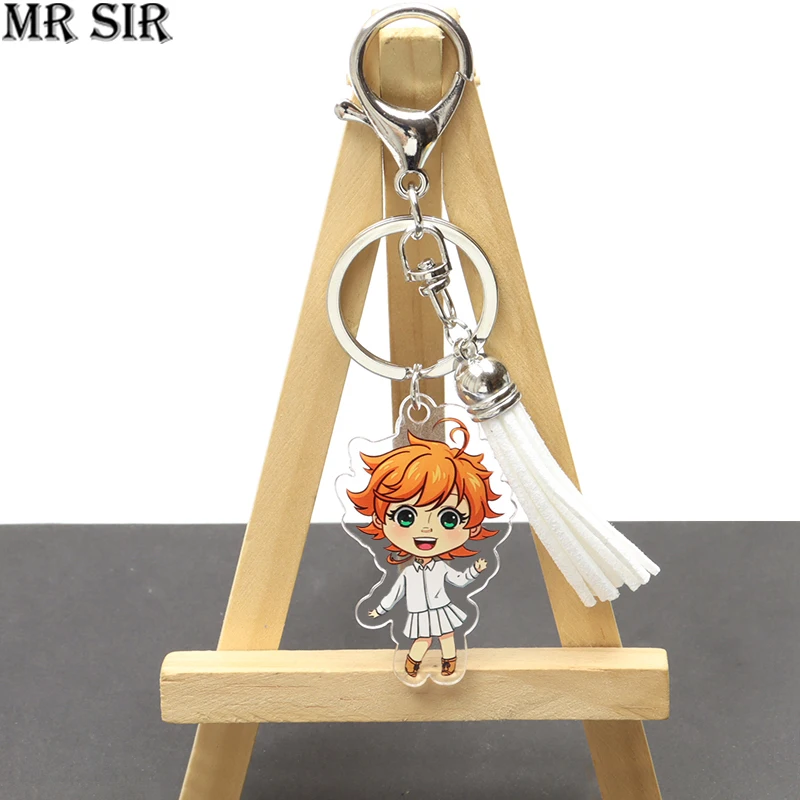 

Anime The Promised Neverland Keychain Acrylic Figure Yakusoku no Neverland Emma Norman Ray Keyring Bag Pendant Key Chain Jewelry