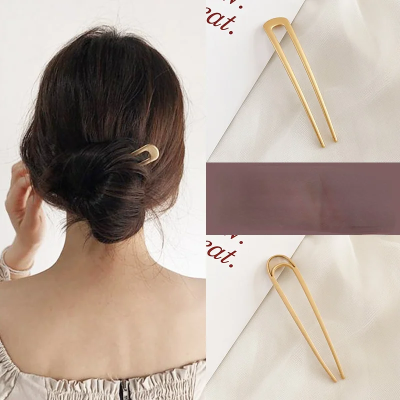 

2pcs Alloy God Silver Simple U Shape Hair Stick Metal Hair Sticks Base Setting DIY Handmade Accessories For Jewelry Making