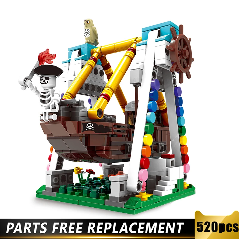 

Xingbao 01109 The high-tech Pirate Ship Paradise Rides Building Blocks Toys Amusement Park Model Serie Brick With Figures MOC