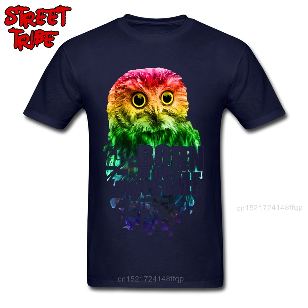Мужские футболки потрясающие топы с совой Забавные чистый хлопок вырез лодочкой