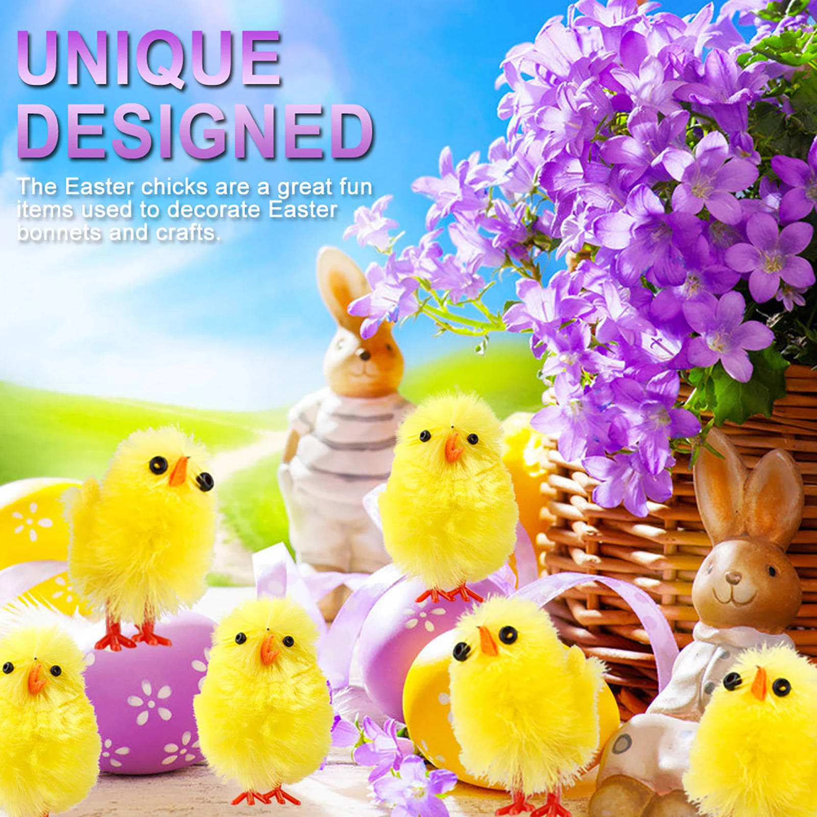 

Simulation Chicks Artificial Chicken Chemical Fiber Mini Party Yellow Cute Gift 36pcs Lovely Easter Eggs Bonnet Decoration