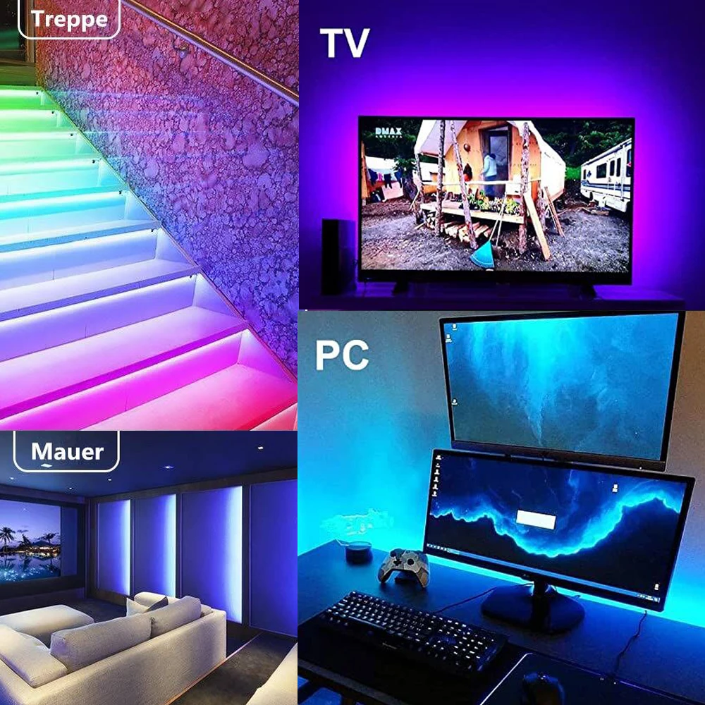 RGB СВЕТОДИОДНАЯ лента SMD 2835 Светодиодная 5 В питание от USB пульт дистанционного