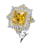 Роскошное серебряное кольцо с желтым фианитом, кольца Стразы с микрозакрепкой, белые кольца для женщин, нежные ювелирные изделия для свадебной вечеринки, подарок H4M373