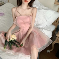 2021 sweet lace fairy dresses women korean harajuku sexy white elegant cottagecore pink dress femme robe pull vestidos largos
